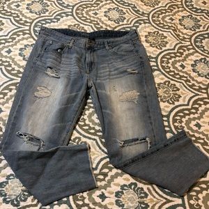 Boyfriend Cropped Distressed Jeans